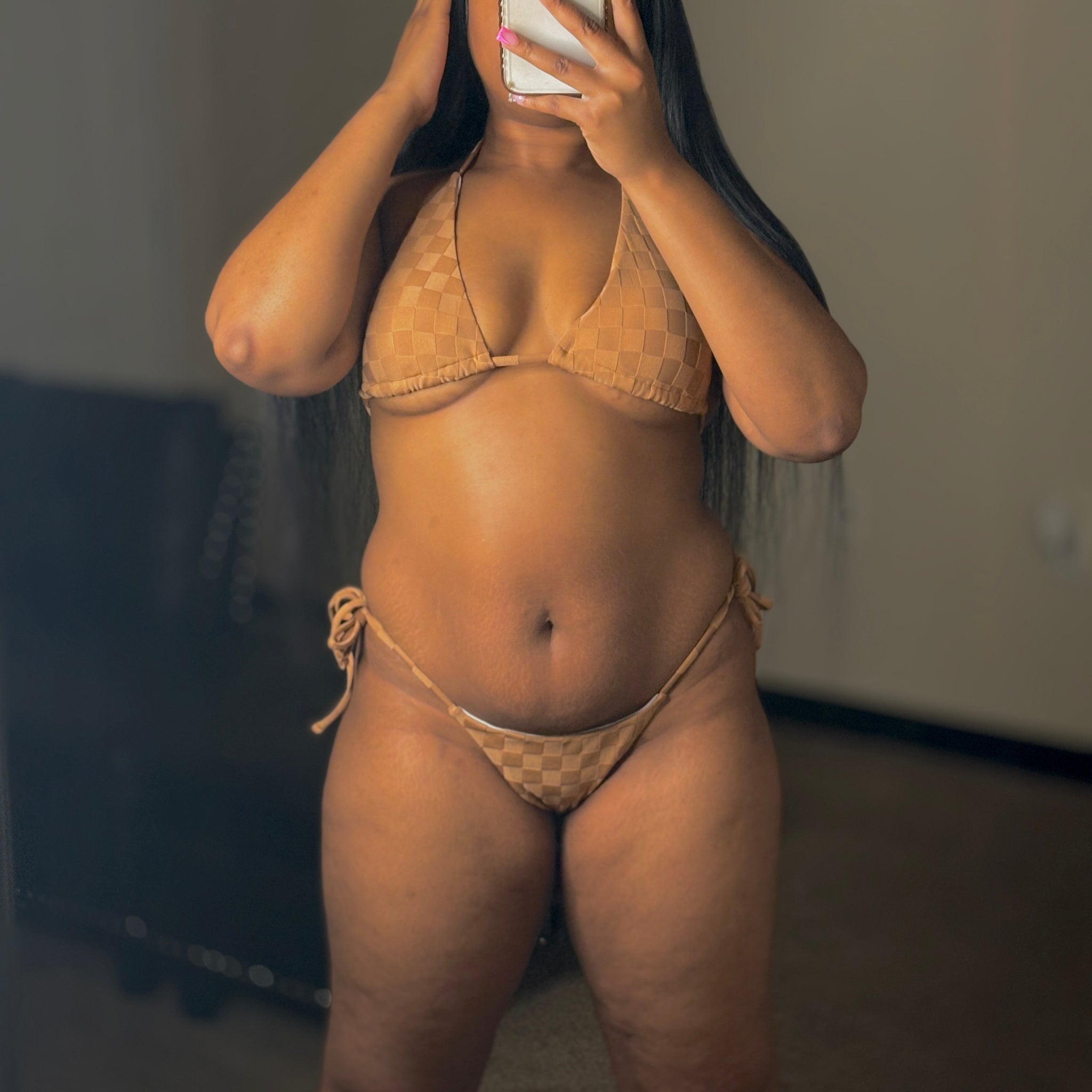 Brown Plaid Bikini