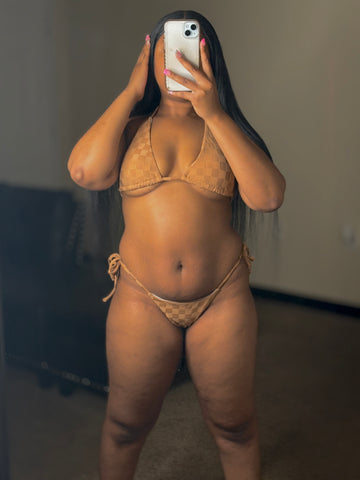 Brown Plaid Bikini